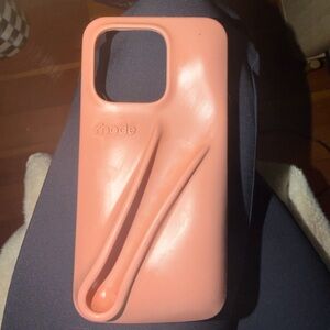 RHODE Silicone Phone Case with Built-In Strap in Coral Pink